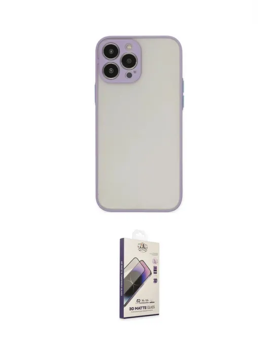 ieg™ iPhone 13 Pro Max Kılıf Ahenk Çizgi Serisi - Siyah Bilvis 3D Mat Cam Ekran Koruyucu