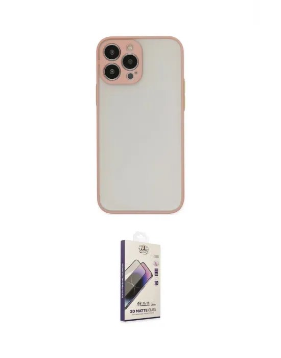 ieg™ iPhone 13 Pro Max Kılıf Ahenk Çizgi Serisi - Siyah Bilvis 3D Mat Cam Ekran Koruyucu