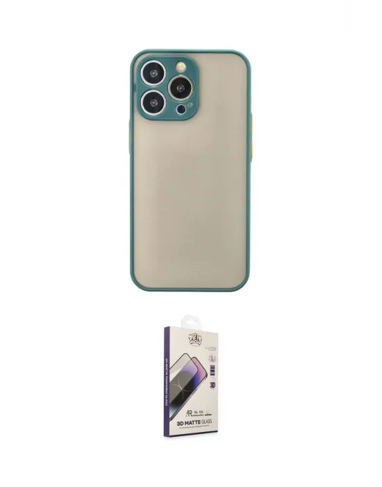 ieg™ iPhone 13 Pro Max Kılıf Ahenk Çizgi Serisi - Siyah Bilvis 3D Mat Cam Ekran Koruyucu