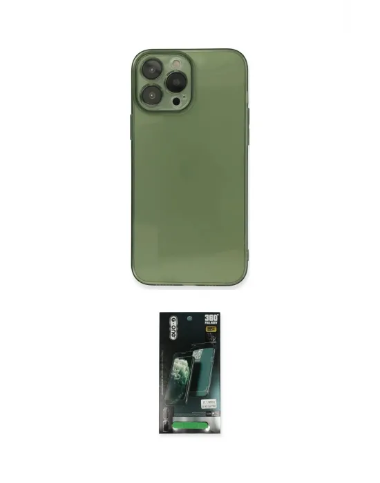 ieg™ iPhone 13 Pro Max Kılıf Ahenk Doku - Şeffaf 360 Full Body Arka Koruyucu
