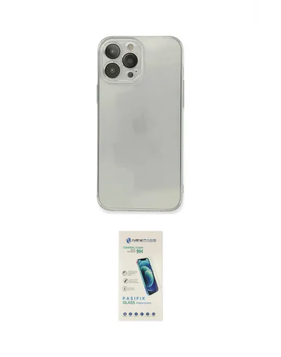 ieg™ iPhone 13 Pro Max Kılıf Ahenk Doku - Şeffaf Pasifik Cam Ekran Koruyucu