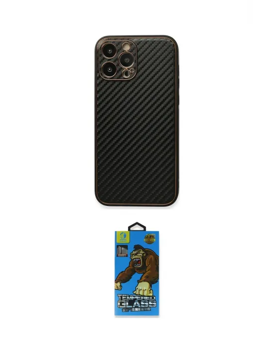 ieg™ iPhone 13 Pro Max Kılıf Ahenk Işık - Siyah 18D Cam Ekran Koruyucu