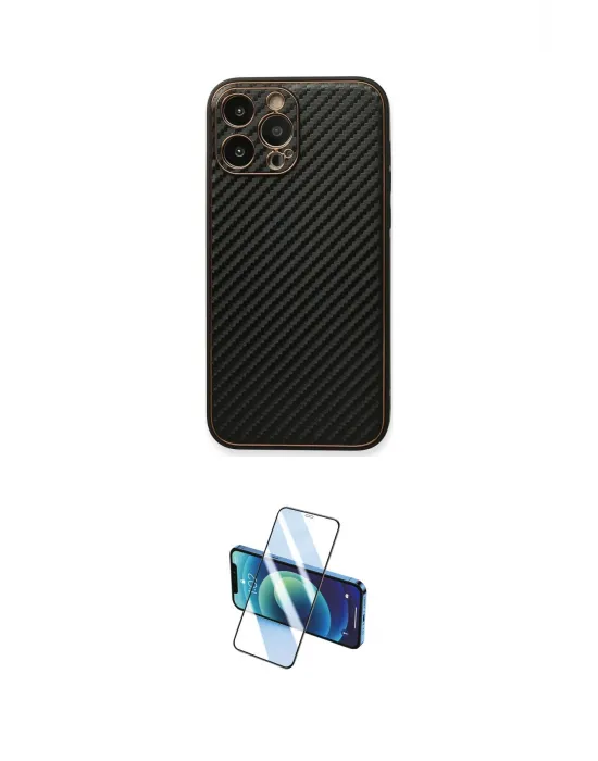 ieg™ iPhone 13 Pro Max Kılıf Ahenk Işık - Siyah 3D Antistatik Cam Ekran Koruyucu