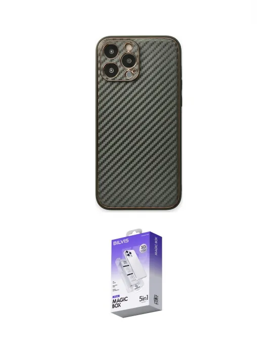 ieg™ iPhone 13 Pro Max Kılıf Ahenk Işık - Siyah Bilvis 5in1 3D Magic Cam Ekran Koruyucu