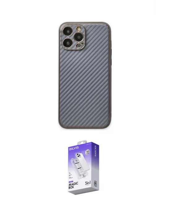 ieg™ iPhone 13 Pro Max Kılıf Ahenk Işık - Siyah Bilvis 5in1 3D Magic Cam Ekran Koruyucu