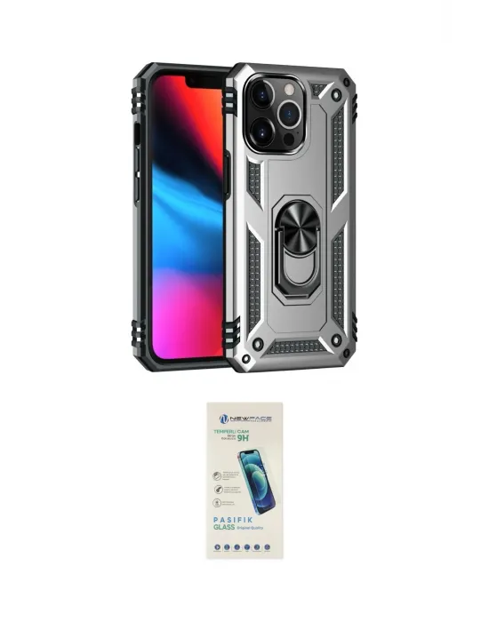 ieg™ iPhone 13 Pro Max Kılıf Ahenk Klasik Koleksiyonu - Şeffaf Pasifik Cam Ekran Koruyucu
