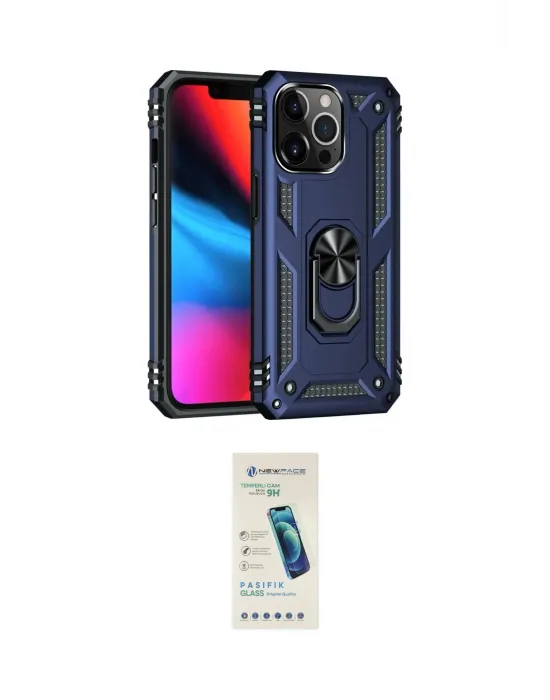 ieg™ iPhone 13 Pro Max Kılıf Ahenk Klasik Koleksiyonu - Şeffaf Pasifik Cam Ekran Koruyucu