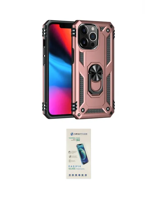 ieg™ iPhone 13 Pro Max Kılıf Ahenk Klasik Koleksiyonu - Şeffaf Pasifik Cam Ekran Koruyucu