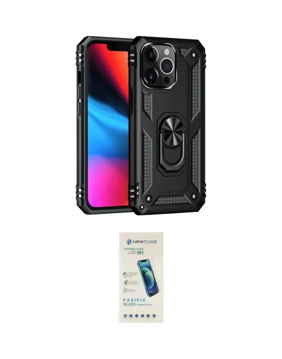 ieg™ iPhone 13 Pro Max Kılıf Ahenk Klasik Koleksiyonu - Şeffaf Pasifik Cam Ekran Koruyucu