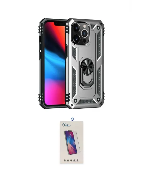 ieg™ iPhone 13 Pro Max Kılıf Ahenk Klasik Koleksiyonu - Siyah Joko 5D Cam