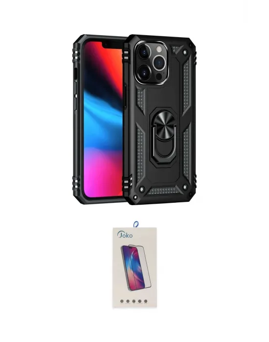 ieg™ iPhone 13 Pro Max Kılıf Ahenk Klasik Koleksiyonu - Siyah Joko 5D Cam