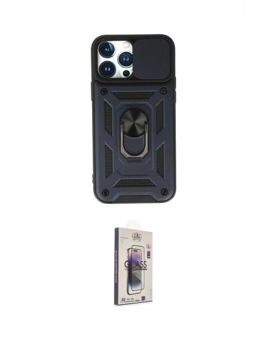 ieg™ iPhone 13 Pro Max Kılıf Ahenk Klasik - Siyah Bilvis 3D Cam Ekran Koruyucu