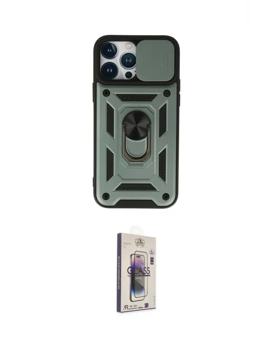 ieg™ iPhone 13 Pro Max Kılıf Ahenk Klasik - Siyah Bilvis 3D Cam Ekran Koruyucu