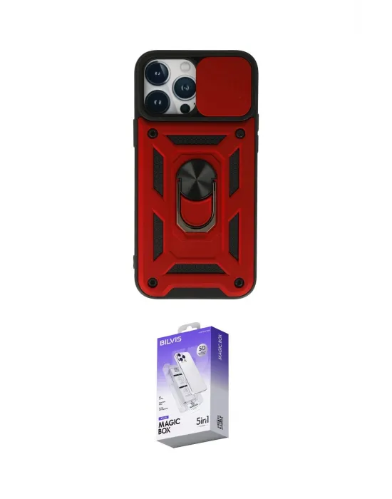ieg™ iPhone 13 Pro Max Kılıf Ahenk Klasik - Siyah Bilvis 5in1 3D Magic Cam Ekran Koruyucu