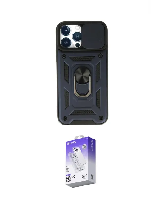 ieg™ iPhone 13 Pro Max Kılıf Ahenk Klasik - Siyah Bilvis 5in1 3D Magic Cam Ekran Koruyucu