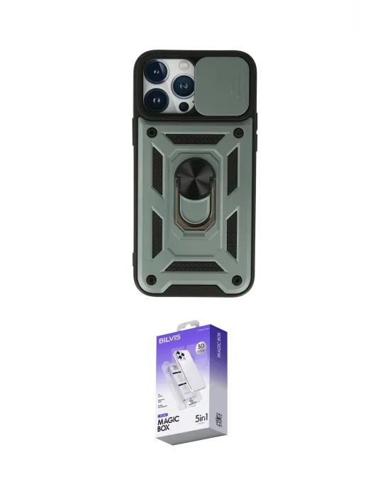 ieg™ iPhone 13 Pro Max Kılıf Ahenk Klasik - Siyah Bilvis 5in1 3D Magic Cam Ekran Koruyucu