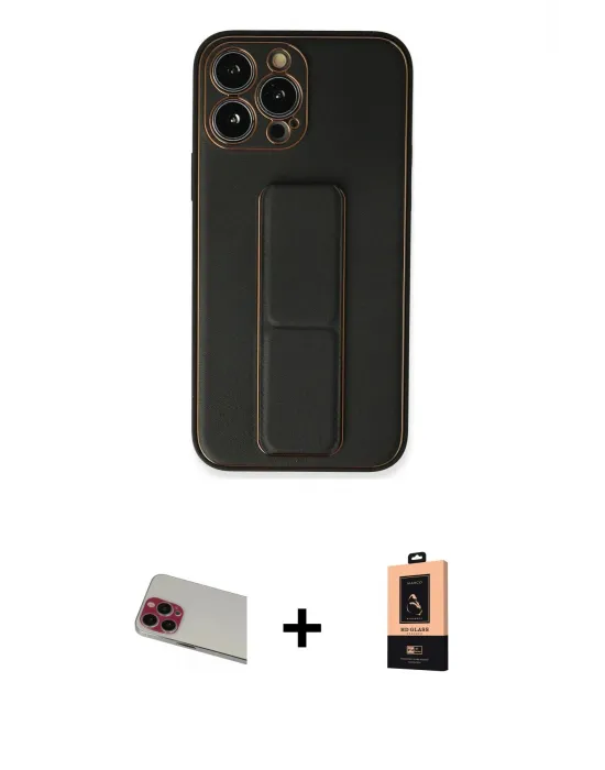 ieg™ iPhone 13 Pro Max Kılıf Akış Doku - Şeffaf Maxco Cam Ekran Koruyucu + Rainbow Kamera Lens Koruma Cam - KI