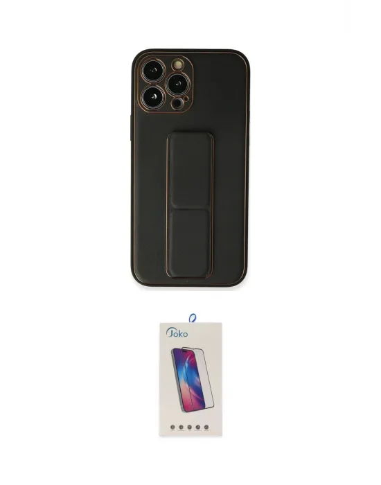 ieg™ iPhone 13 Pro Max Kılıf Akış Doku - Siyah Joko 5D Cam