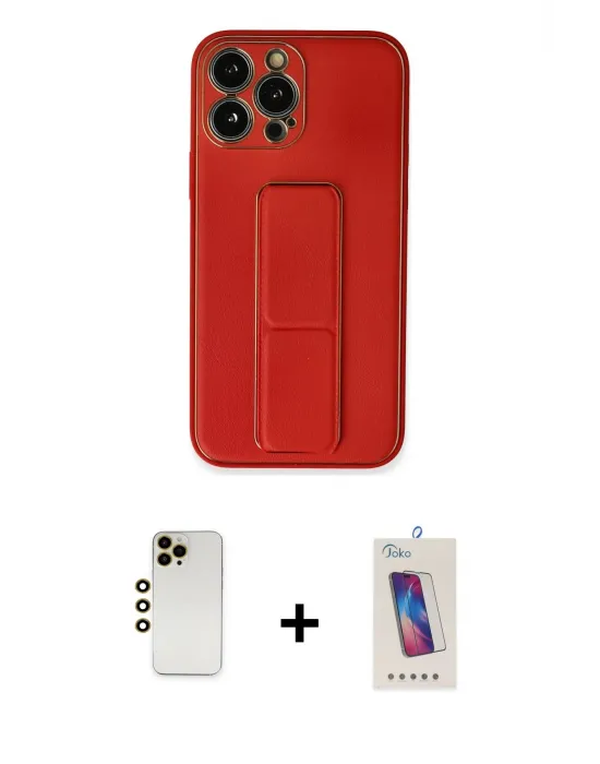 ieg™ iPhone 13 Pro Max Kılıf Akış Doku - Siyah Joko 5D Cam + Shine Kamera Lens - GD