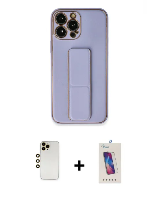 ieg™ iPhone 13 Pro Max Kılıf Akış Doku - Siyah Joko 5D Cam + Shine Kamera Lens - GD