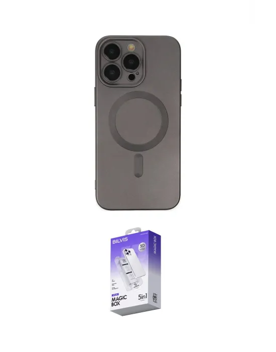 ieg™ iPhone 13 Pro Max Kılıf Akış Minimal Özel Seri - Siyah Bilvis 5in1 3D Magic Cam Ekran Koruyucu