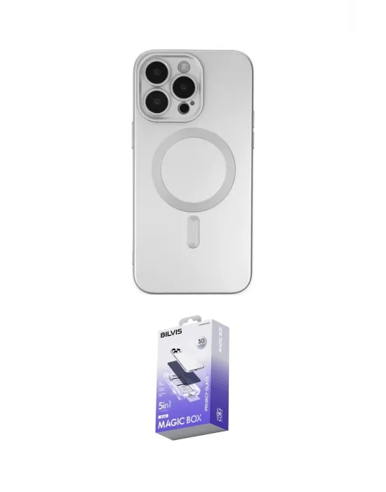 ieg™ iPhone 13 Pro Max Kılıf Akış Minimal Özel Seri - Siyah Bilvis 5in1 5D Magic Hayalet Cam Ekran Koruyucu