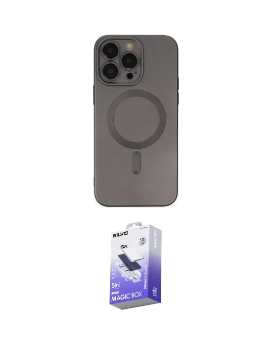 ieg™ iPhone 13 Pro Max Kılıf Akış Minimal Özel Seri - Siyah Bilvis 5in1 5D Magic Hayalet Cam Ekran Koruyucu