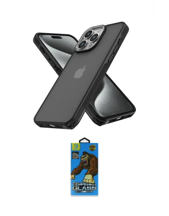 ieg™ iPhone 13 Pro Max Kılıf Atlas Form - Siyah 18D Cam Ekran Koruyucu