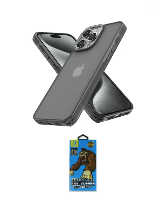 ieg™ iPhone 13 Pro Max Kılıf Atlas Form - Siyah 18D Cam Ekran Koruyucu