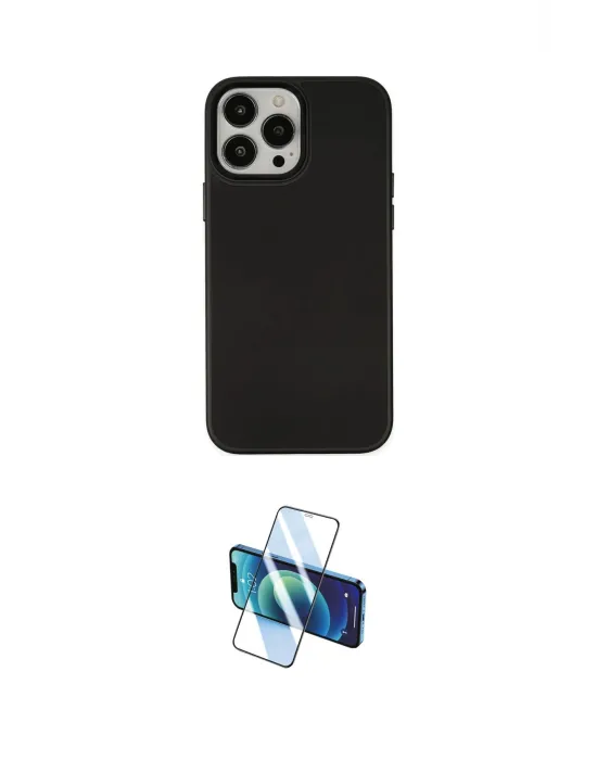 ieg™ iPhone 13 Pro Max Kılıf Çekirdek Çizgi - Siyah 3D Antistatik Cam Ekran Koruyucu