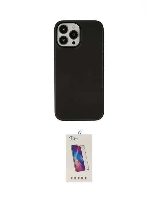 ieg™ iPhone 13 Pro Max Kılıf Çekirdek Çizgi - Siyah Joko 5D Cam