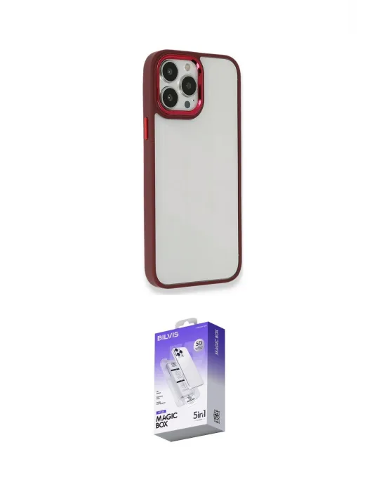 ieg™ iPhone 13 Pro Max Kılıf Eksen Doku Prime - Siyah Bilvis 5in1 3D Magic Cam Ekran Koruyucu