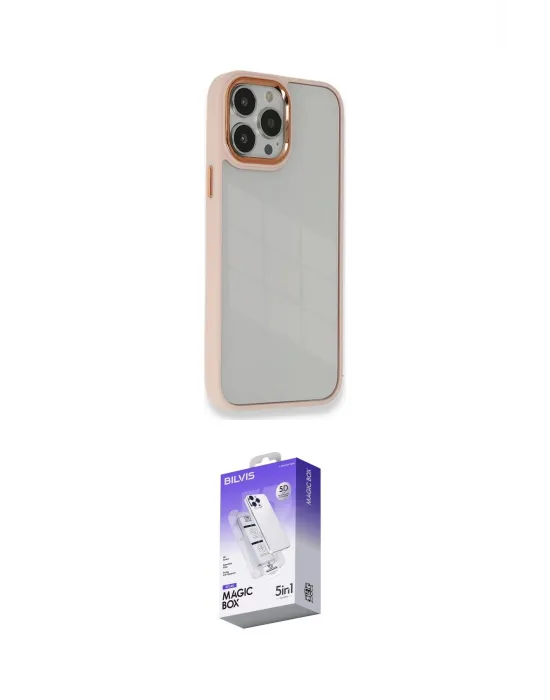 ieg™ iPhone 13 Pro Max Kılıf Eksen Doku Prime - Siyah Bilvis 5in1 3D Magic Cam Ekran Koruyucu