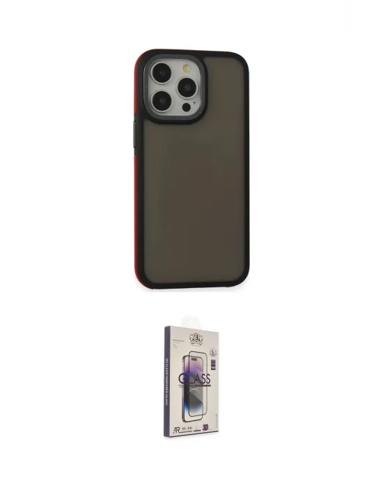 ieg™ iPhone 13 Pro Max Kılıf Eksen Işık - Siyah Bilvis 3D Cam Ekran Koruyucu