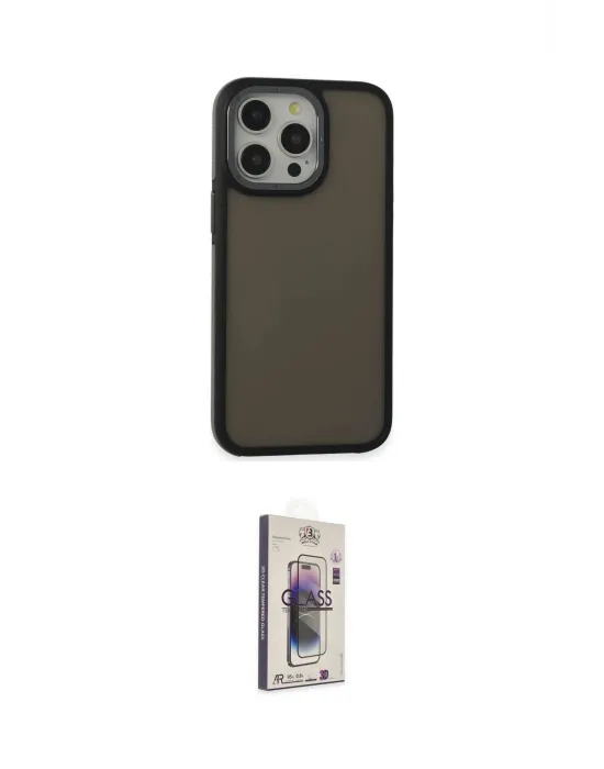 ieg™ iPhone 13 Pro Max Kılıf Eksen Işık - Siyah Bilvis 3D Cam Ekran Koruyucu
