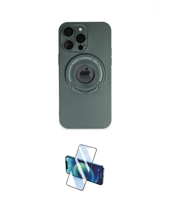 ieg™ iPhone 13 Pro Max Kılıf Eksen Klasik Prime - Siyah 3D Antistatik Cam Ekran Koruyucu