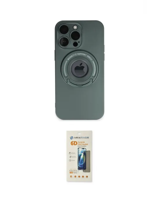 ieg™ iPhone 13 Pro Max Kılıf Eksen Klasik Prime - Siyah 6D Mat Seramik Hayalet Nano Ekran Koruyucu