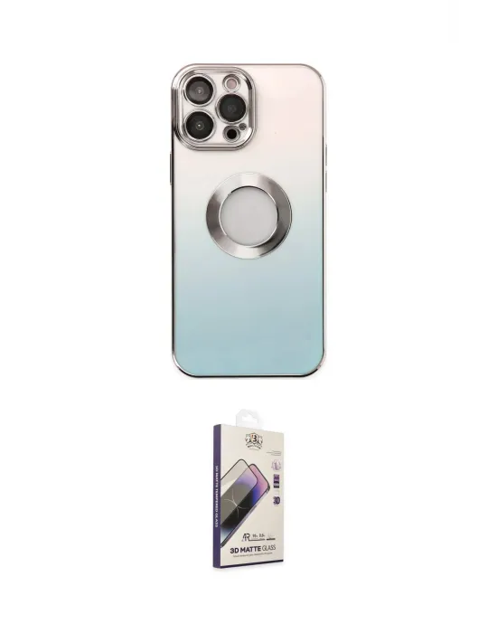 ieg™ iPhone 13 Pro Max Kılıf Kutup Yansıma Özel Seri - Siyah Bilvis 3D Mat Cam Ekran Koruyucu