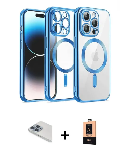 ieg™ iPhone 13 Pro Max Kılıf Nova Işık Özel Seri - Şeffaf Maxco Cam Ekran Koruyucu + Pers Alüminyum Kamera Lens - SABE