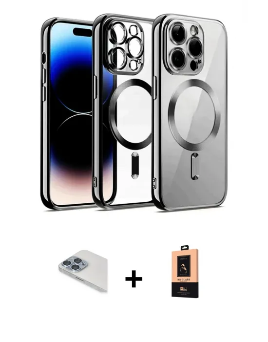 ieg™ iPhone 13 Pro Max Kılıf Nova Işık Özel Seri - Şeffaf Maxco Cam Ekran Koruyucu + Pers Alüminyum Kamera Lens - SABE