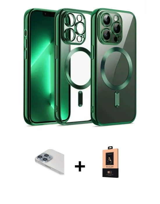 ieg™ iPhone 13 Pro Max Kılıf Nova Işık Özel Seri - Şeffaf Maxco Cam Ekran Koruyucu + Pers Alüminyum Kamera Lens - SABE