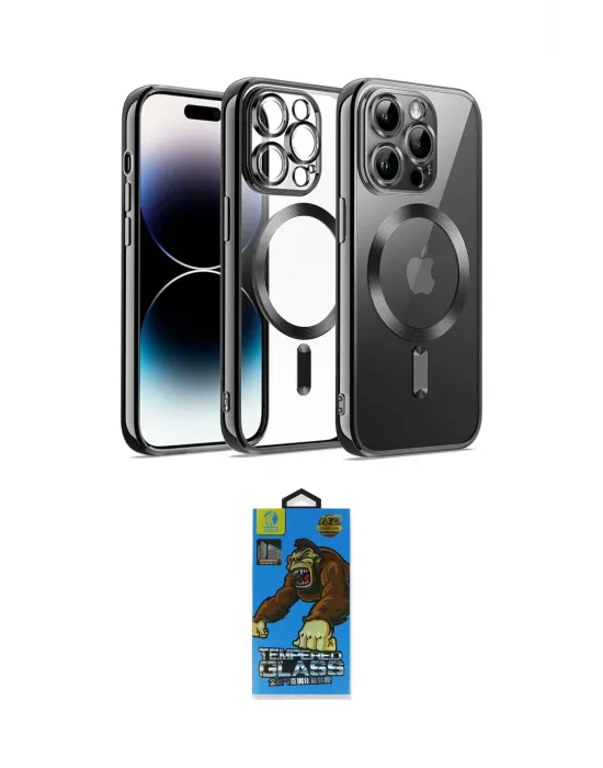 ieg™ iPhone 13 Pro Max Kılıf Nova Işık Özel Seri - Siyah 18D Cam Ekran Koruyucu