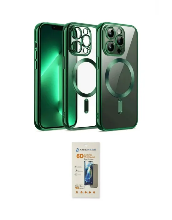 ieg™ iPhone 13 Pro Max Kılıf Nova Işık Özel Seri - Siyah 6D Mat Seramik Hayalet Nano Ekran Koruyucu