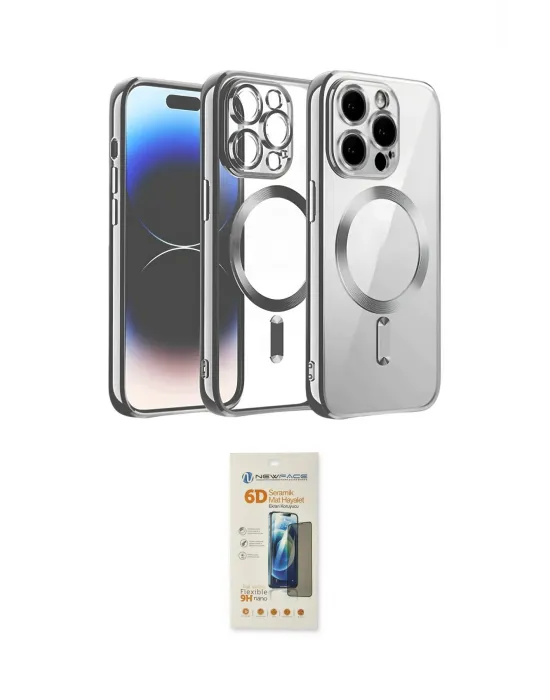 ieg™ iPhone 13 Pro Max Kılıf Nova Işık Özel Seri - Siyah 6D Mat Seramik Hayalet Nano Ekran Koruyucu