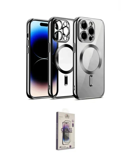 ieg™ iPhone 13 Pro Max Kılıf Nova Işık Özel Seri - Siyah Bilvis 3D Cam Ekran Koruyucu