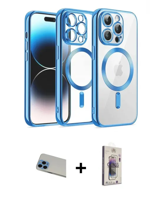 ieg™ iPhone 13 Pro Max Kılıf Nova Işık Özel Seri - Siyah Bilvis 3D Cam Ekran Koruyucu + Rainbow Kamera Lens Koruma Cam - MI