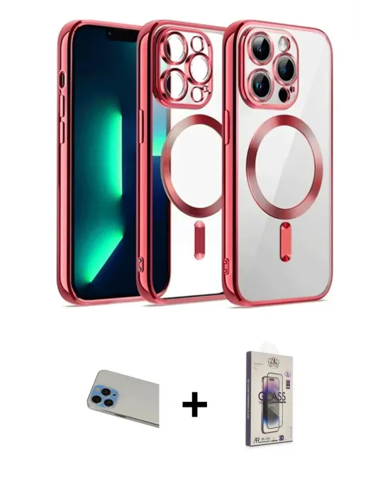 ieg™ iPhone 13 Pro Max Kılıf Nova Işık Özel Seri - Siyah Bilvis 3D Cam Ekran Koruyucu + Rainbow Kamera Lens Koruma Cam - MI