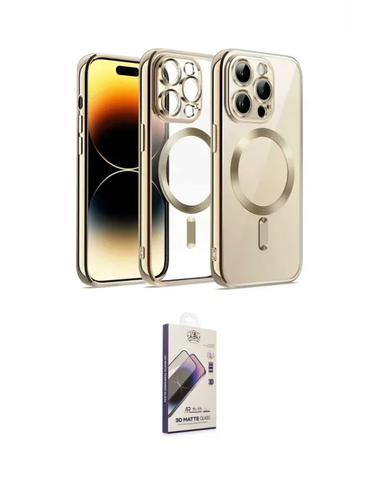 ieg™ iPhone 13 Pro Max Kılıf Nova Işık Özel Seri - Siyah Bilvis 3D Mat Cam Ekran Koruyucu