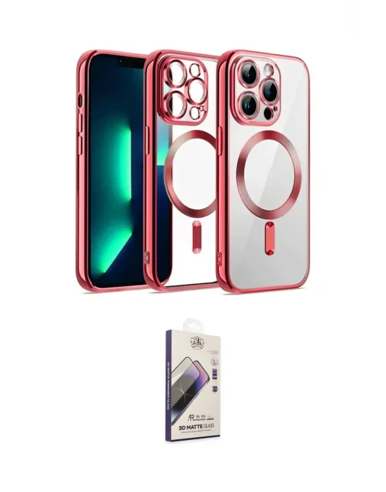 ieg™ iPhone 13 Pro Max Kılıf Nova Işık Özel Seri - Siyah Bilvis 3D Mat Cam Ekran Koruyucu