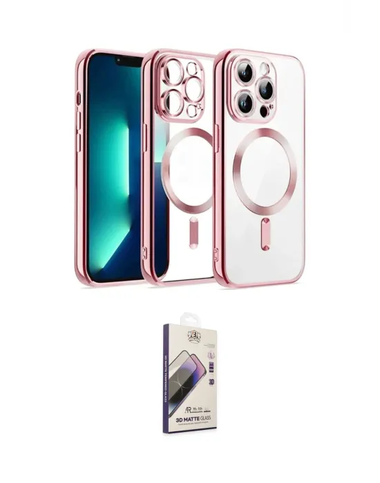 ieg™ iPhone 13 Pro Max Kılıf Nova Işık Özel Seri - Siyah Bilvis 3D Mat Cam Ekran Koruyucu